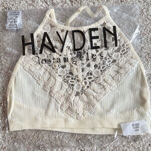 Hayden Cream Lace Halter Top